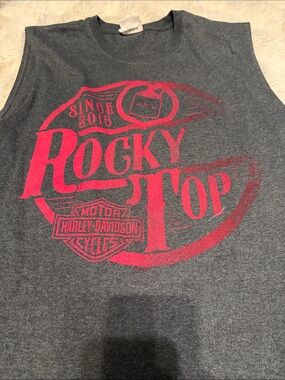 Harley-Davidson Gray Tank Top with Pink Rocky Top Graphic